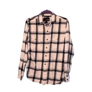 Old Navy Buffalo Plaid Flannel Button Down Shirt White Navy Blue Regular Fit S
